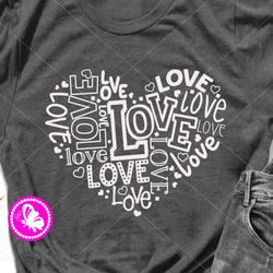 Heart clip art svg png pdf Different fonts lettering  Love Valentines day Craft print Digital downloads files