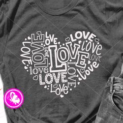 heart clip art svg png pdf different fonts lettering  love valentines day craft print digital downloads files