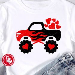 truck with hearts print car auto love valentine's day decorations svg