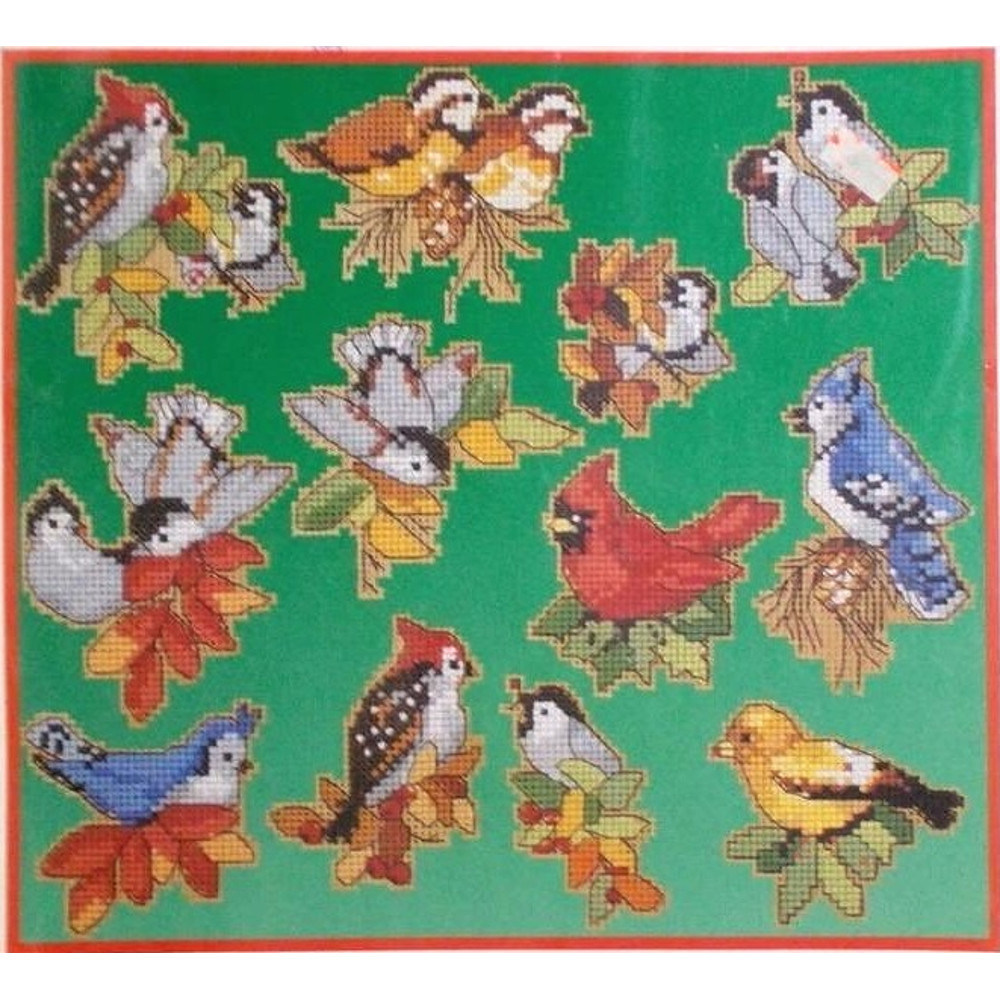 Forest Birds Ornaments cross stitch vintage pattern