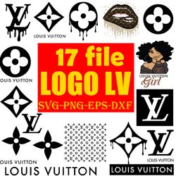 17 louis vuitton bundle svg, lv logo svg, logo lv bundle svg, fashion brand svg, silhouette  file cut digital download