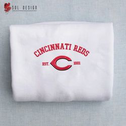 Cincinnati Reds est 1881 Embroidered Unisex Shirt, Reds MLB T Shirt, Baseball, MLB Embroidery Hoodie, MLB Sweatshirt