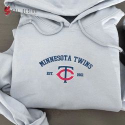 Minnesota Twins est 1961 Embroidered Unisex Shirt, Twins MLB T Shirt, Baseball, MLB Embroidery Hoodie, MLB Sweatshirt