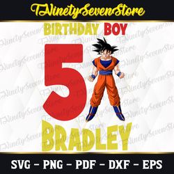 personalized name and age with songoku svg, cartooon svg, cricut, svg files, file for cricut, for silhouette, cut file