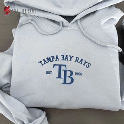 Tampa Bay Rays est 1998 Embroidered Unisex Shirt, Rays MLB T Shirt, Baseball, MLB Embroidery Hoodie, MLB Sweatshirt