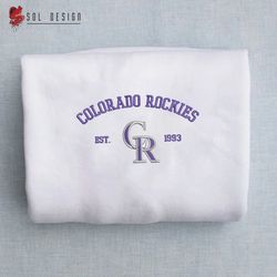 Colorado Rockies est 1993 Embroidered Unisex Shirt, MLB T Shirt, Baseball, MLB Embroidery Hoodie, MLB Sweatshirt
