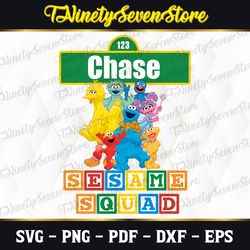 name sesame squad svg, cricut, svg files, file for cricut, for silhouette, cut file, dxf, png, digital download