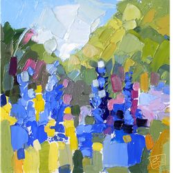 texas bluebonnets painting original oil hiking original art impasto big bend national park landscape  bluebonnet texas
