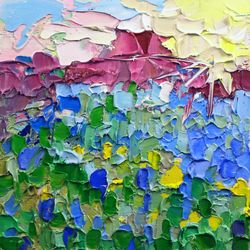 big bend painting texas bluebonnets painting  original oil hiking original art impasto big bend national park landscape