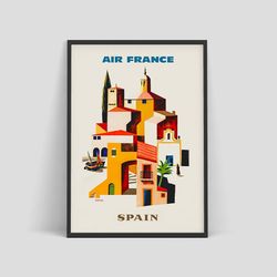 spain - air france vintage travel poster by francois vernier, 1959
