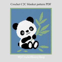 Crochet C2C Cute Panda Graphgan blanket pattern PDF