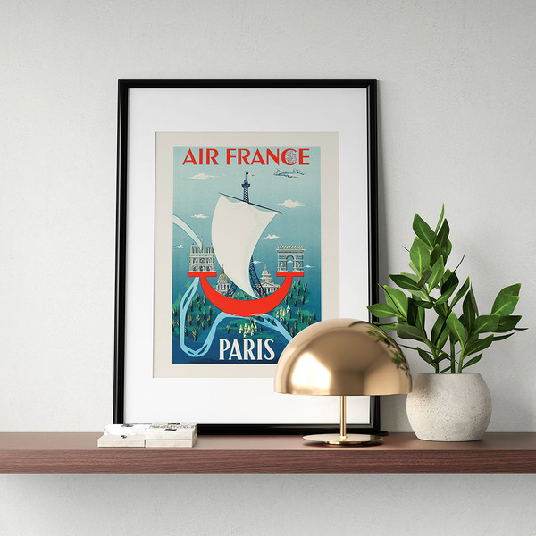 Paris 2000 Years Air France vintage travel poster by J. Bilon, 1952.jpg