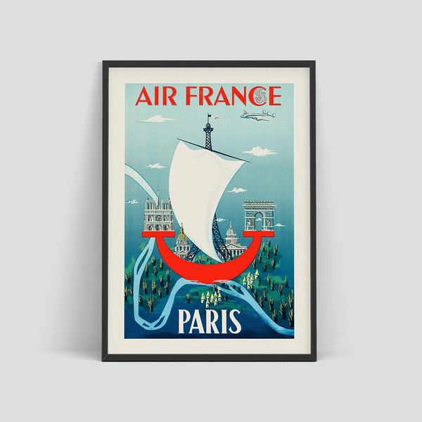 Paris 2000 Years - Air France vintage travel poster by J. Bilon, 1952.jpg