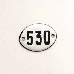 small enamel metal number sign 530 address door plate vintage