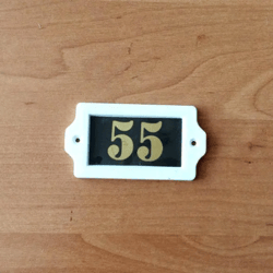 55 apartment door number sign - plastic address plate vintage