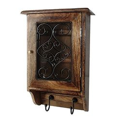 wooden wall mounted decorative handmade key holder for wall with jacket hanging hooks/key rack cabinet