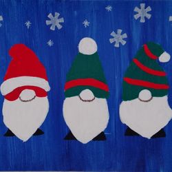 Three gnomes winter landscape digital poster