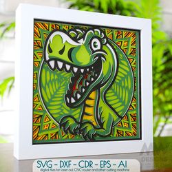T-rex layered SVG, 3D Layered Dinosaur SVG cut file