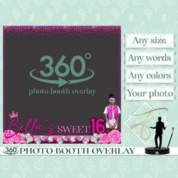 360 Booth Overlay 360 Spinner Overlay 360 Overlay Sweet 16 360 Photo Template 16 Sweet Overlay Pink 360 Photobooth Sweet