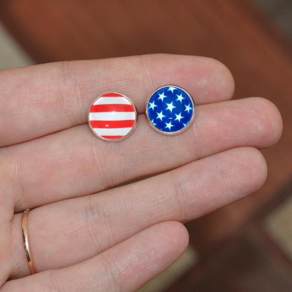 American Flag earrings, Stars and Stripes earrings, USA earrings, USA Flag earrings, american earrings, studs -4-1.JPG