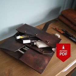 Leather rolled pencil case pattern PDF
