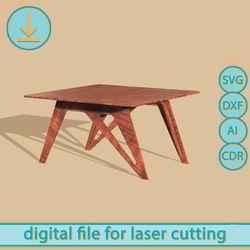 Dollhouse Table - Digital Laser Cut Files, SVG plan for laser cutting machines, 1/6 scale furniture