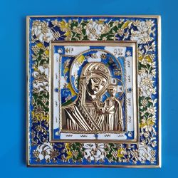 Kazan Mother of God brass icon colorful enamel | copy of an ancien icon 19 c. | Orthodox store