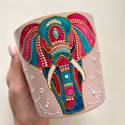 Pink Ceramic mug with elephant print