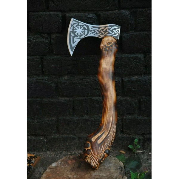 Custom Handmade Carbon steel Viking Axe monogram axe - Battle Axe, Hand Forged Axe, Throwing Axe 1.jpg