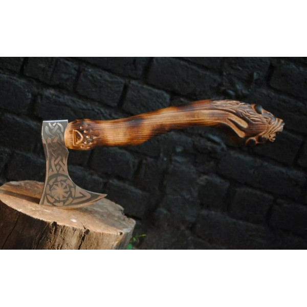 Custom Handmade Carbon steel Viking Axe monogram axe - Battle Axe, Hand Forged Axe, Throwing Axe 3.jpg