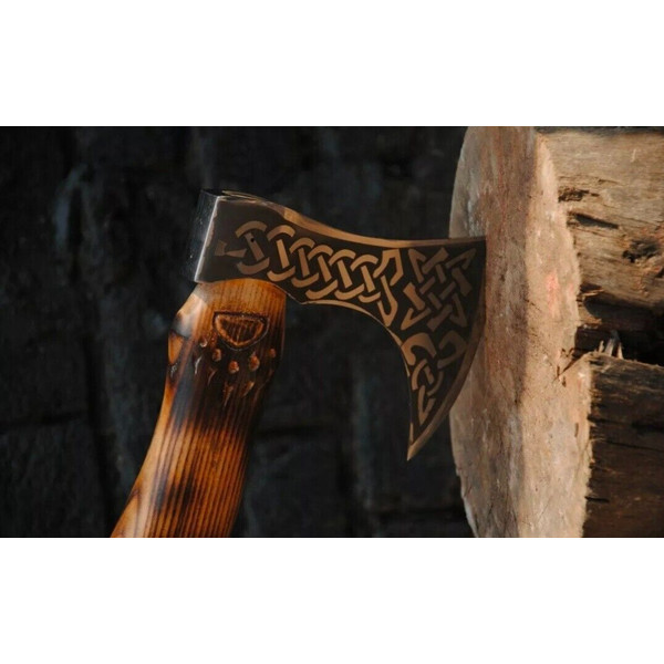 Custom Handmade Carbon steel Viking Axe monogram axe - Battle Axe, Hand Forged Axe, Throwing Axe 4.jpg