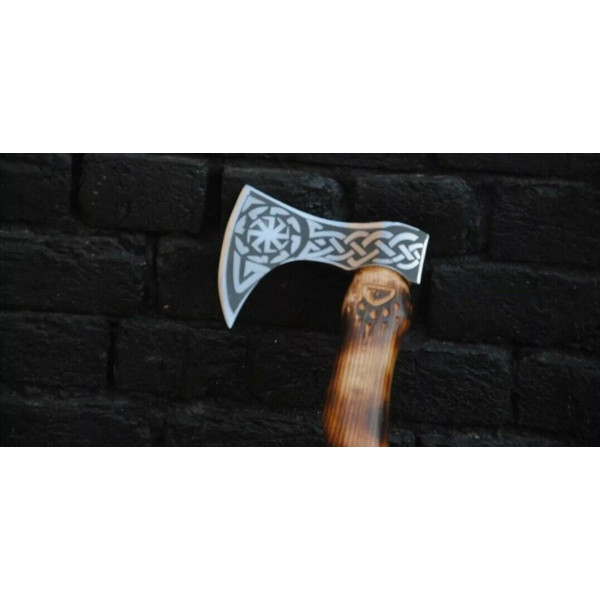 Custom Handmade Carbon steel Viking Axe monogram axe - Battle Axe, Hand Forged Axe, Throwing Axe 6.jpg