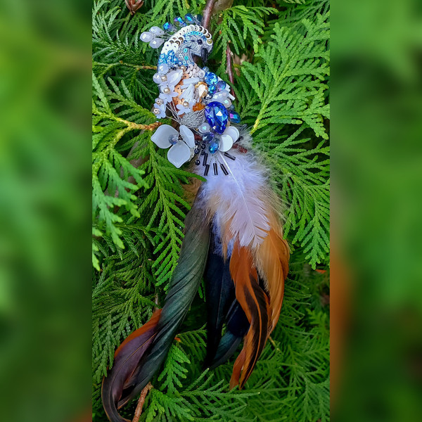 Peacock brooch, Clothing accessory, Body jewelry, Luxury gift, exhibition sample