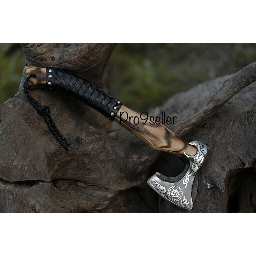 Custom Handmade Viking Axe Carbon Steel Hatchet Valhalla Axe Gift For Him 1.jpg