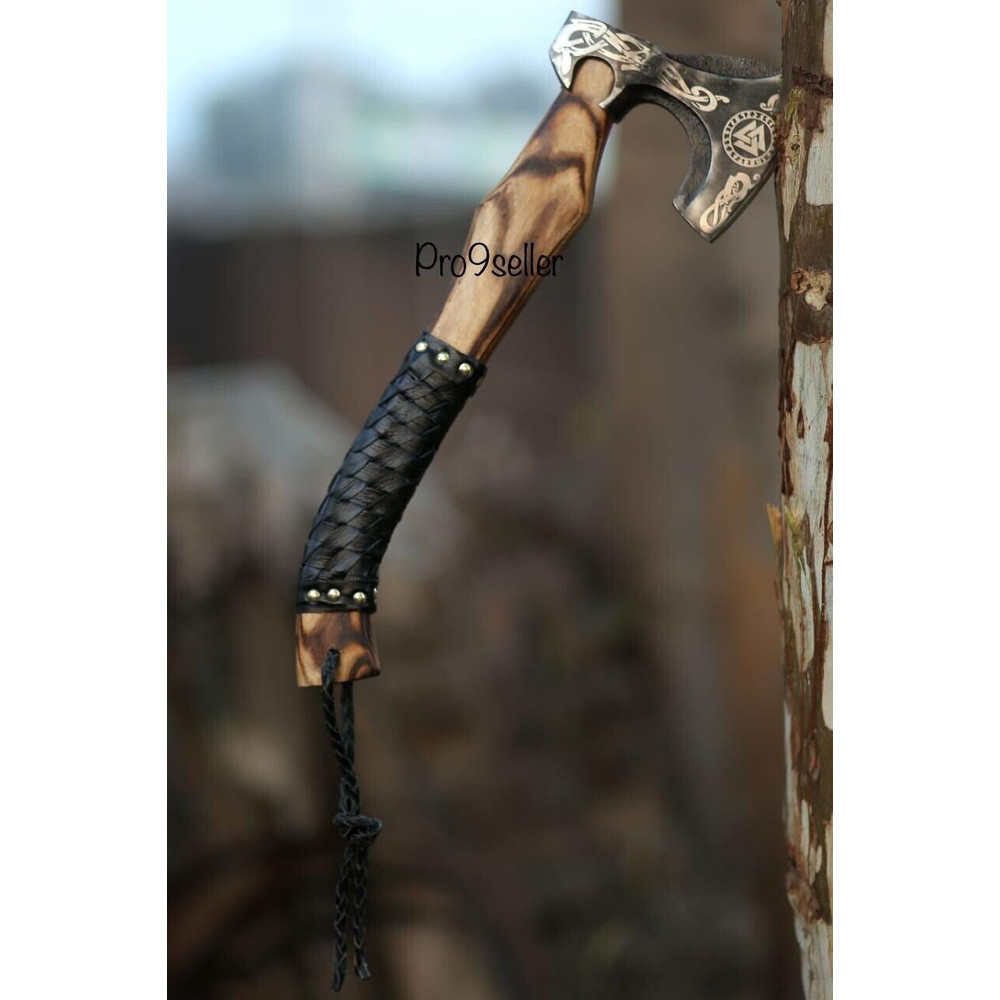 Custom Handmade Viking Axe Carbon Steel Hatchet Valhalla Axe Gift For Him 2.jpg