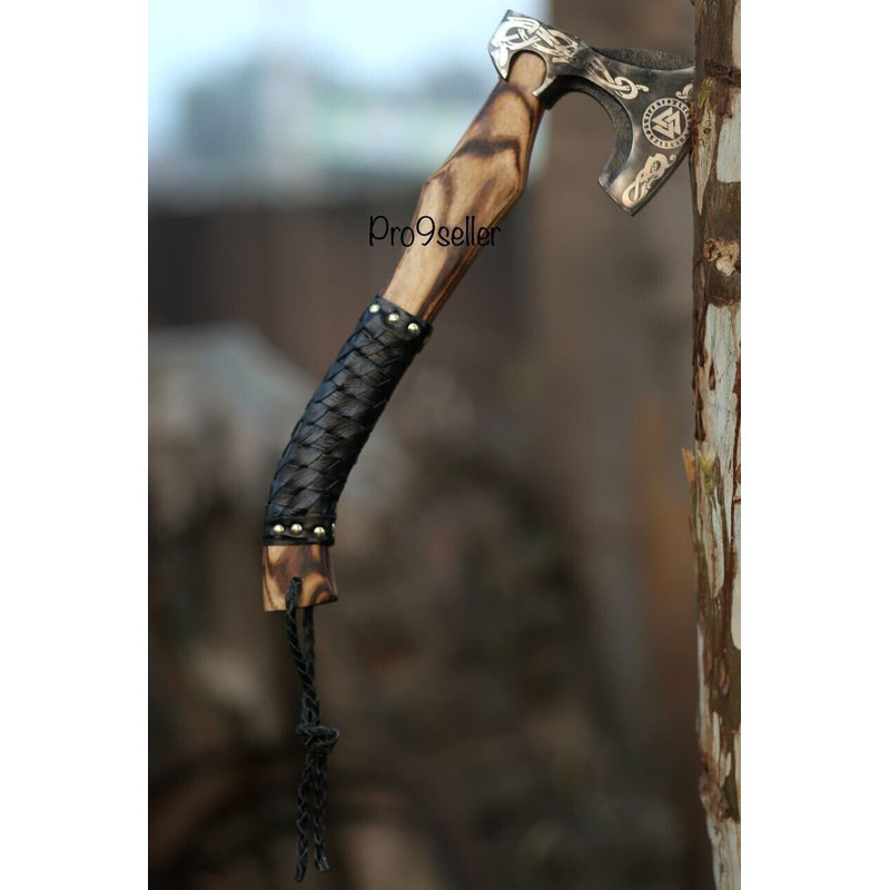 Custom Handmade Viking Axe Carbon Steel Hatchet Valhalla Axe Gift For Him 2.jpg