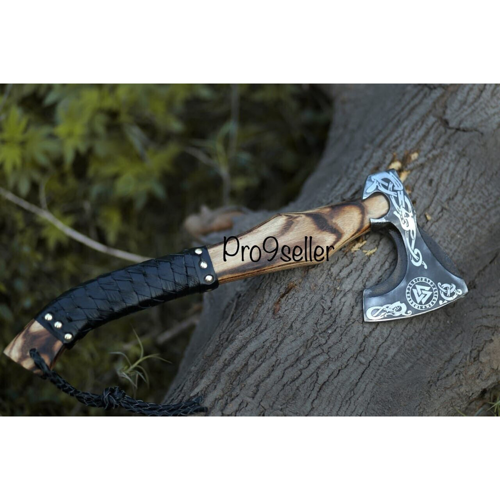 Custom Handmade Viking Axe Carbon Steel Hatchet Valhalla Axe Gift For Him.jpg