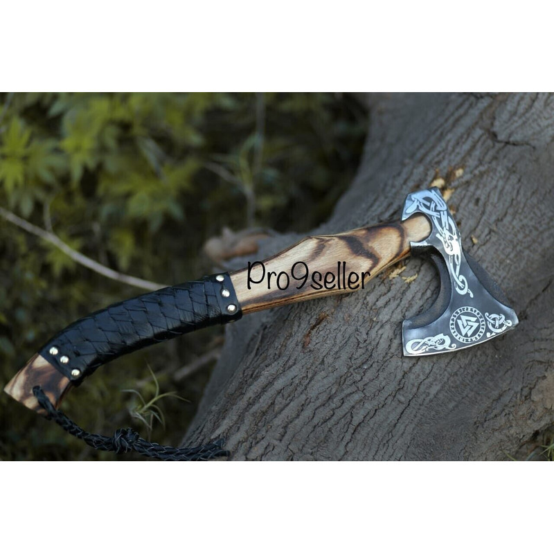 Custom Handmade Viking Axe Carbon Steel Hatchet Valhalla Axe Gift For Him.jpg