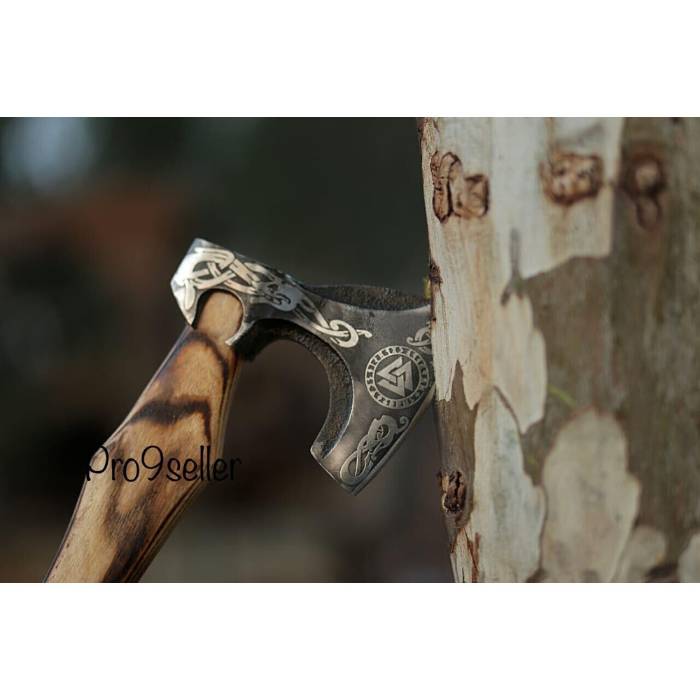 Custom Handmade Viking Axe Carbon Steel Hatchet Valhalla Axe Gift For Him 3.jpg