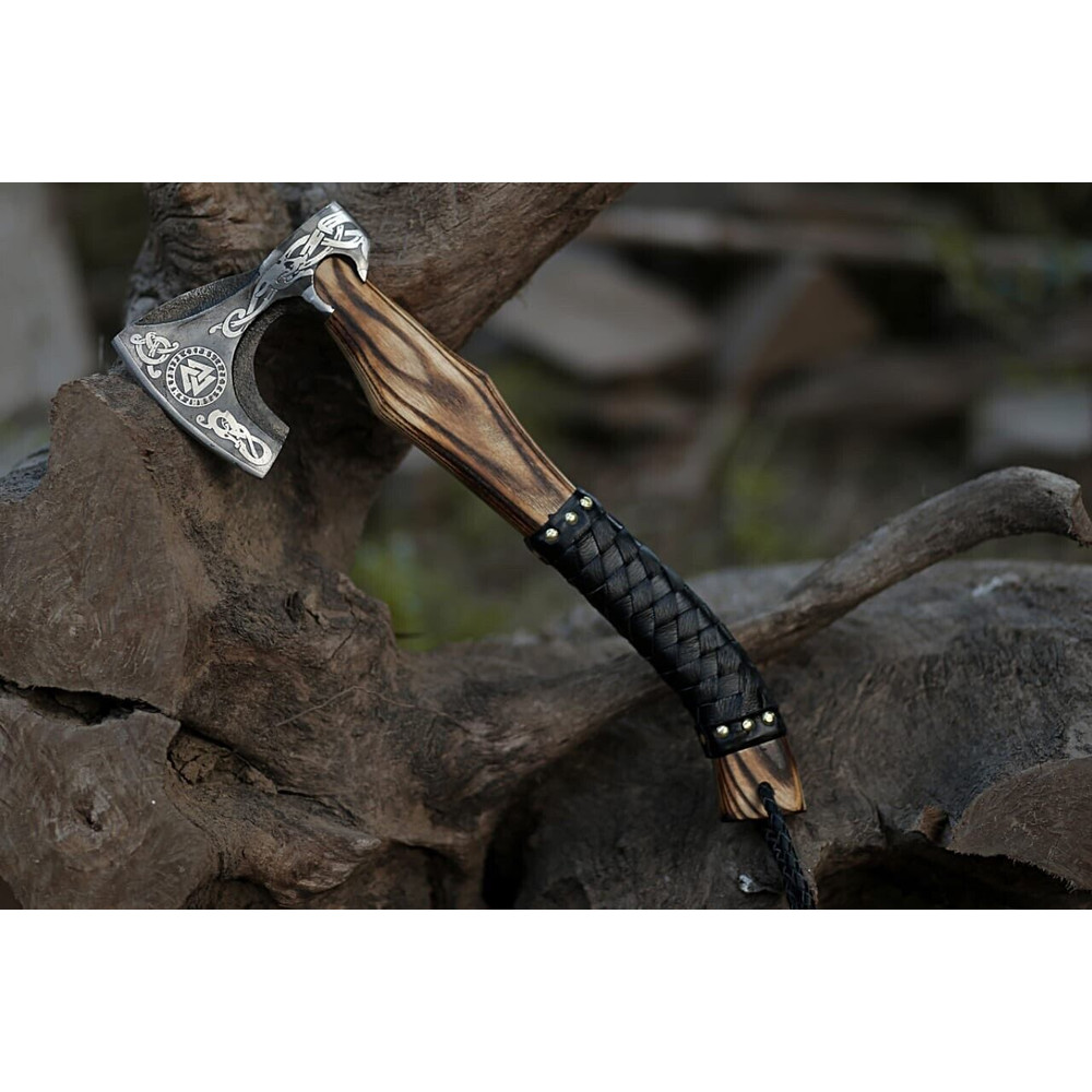 Custom Handmade Viking Axe Carbon Steel Hatchet Valhalla Axe Gift For Him 5.jpg