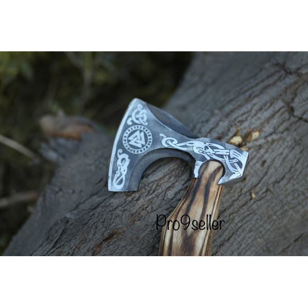 Custom Handmade Viking Axe Carbon Steel Hatchet Valhalla Axe Gift For Him 7.jpg