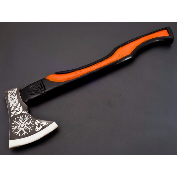 GROOMSMEN GIFT Custom Handmade Carbon Steel Engraved Viking Axe Anniversary Gift 2.jpg