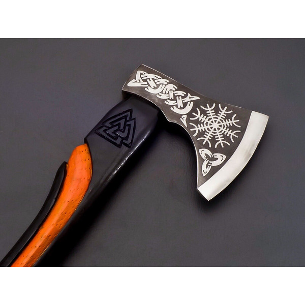 GROOMSMEN GIFT Custom Handmade Carbon Steel Engraved Viking Axe Anniversary Gift 5.jpg