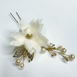 Wedding flower branch, Fabric hairpin, Girl's accessories,Long earrings,Gift,tiara,Bead vine,Jewelry set for celebration