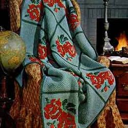 Vintage Crochet Pattern PDF, Vintage Crochet Pattern-70's Bed of Roses Afghan Blanklet Boho Bohemian Home Decor pdf file