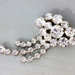 Vintage crystal brooch Rhinestone dangle brooch Russian jewelry