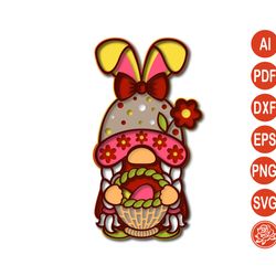 layered easter mandala gnome girl svg for cricut