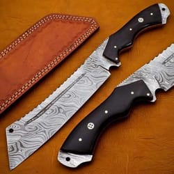 damascus steel knife, hunting knife with sheath, fixed blade camping knife, bowie knife, handmade knives, gifts for men