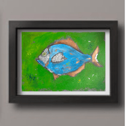 Fish still life original acrylic painting modern art kitchen painting 10 by 14 inches