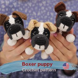 crochet boxer dog pattern, amigurumi dog pattern, boxer crochet